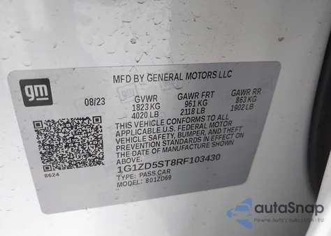 2024 Chevrolet Malibu Fwd 1Lt z USA, uszkodzony, nr VIN 1G1ZD5ST8RF103430